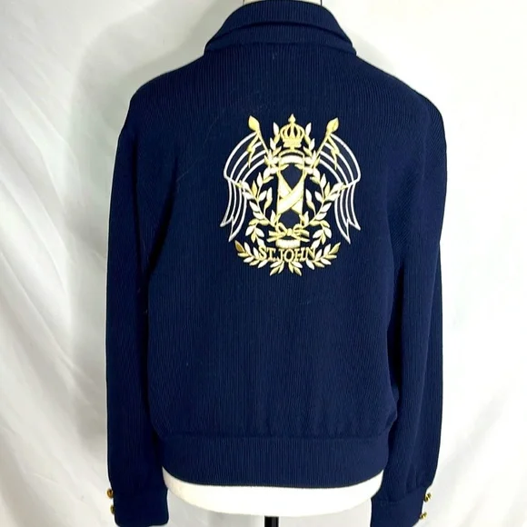 St John Sport by Marie Gray RARE Knit Zip Up Nautical Bomber style Jacket